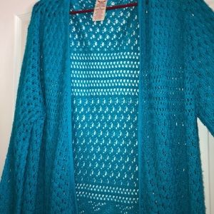Teal Faded Glory Fringe Cardigan